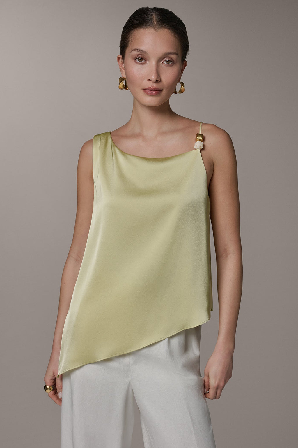 SLEEVELESS ASYMMETRIC BEAD TANK