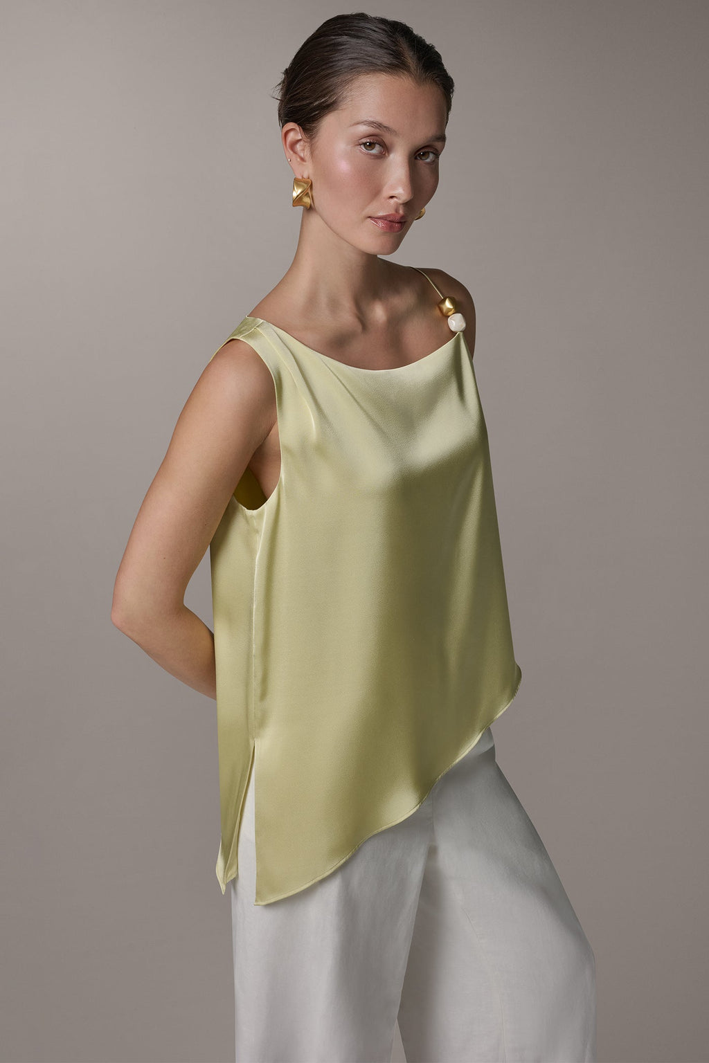 SLEEVELESS ASYMMETRIC BEAD TANK