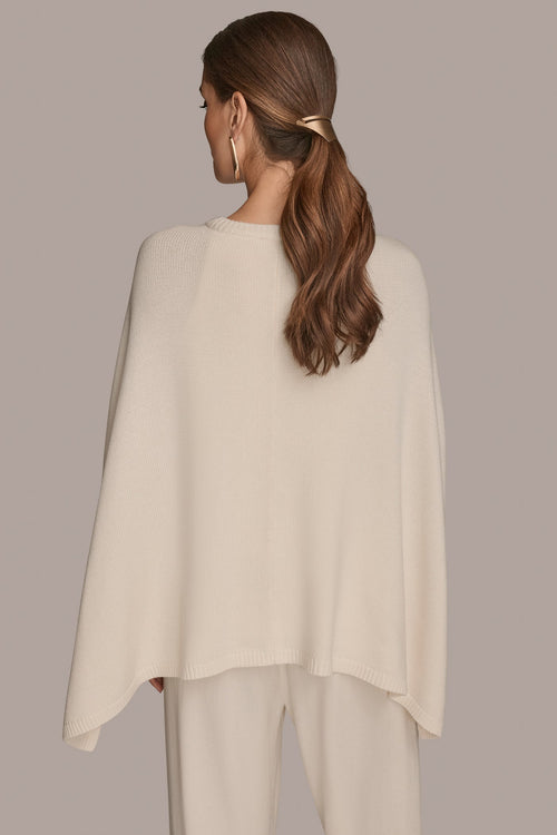 CAPE-EFFECT BUTTON SWEATER