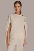 CAPE-EFFECT BUTTON SWEATER