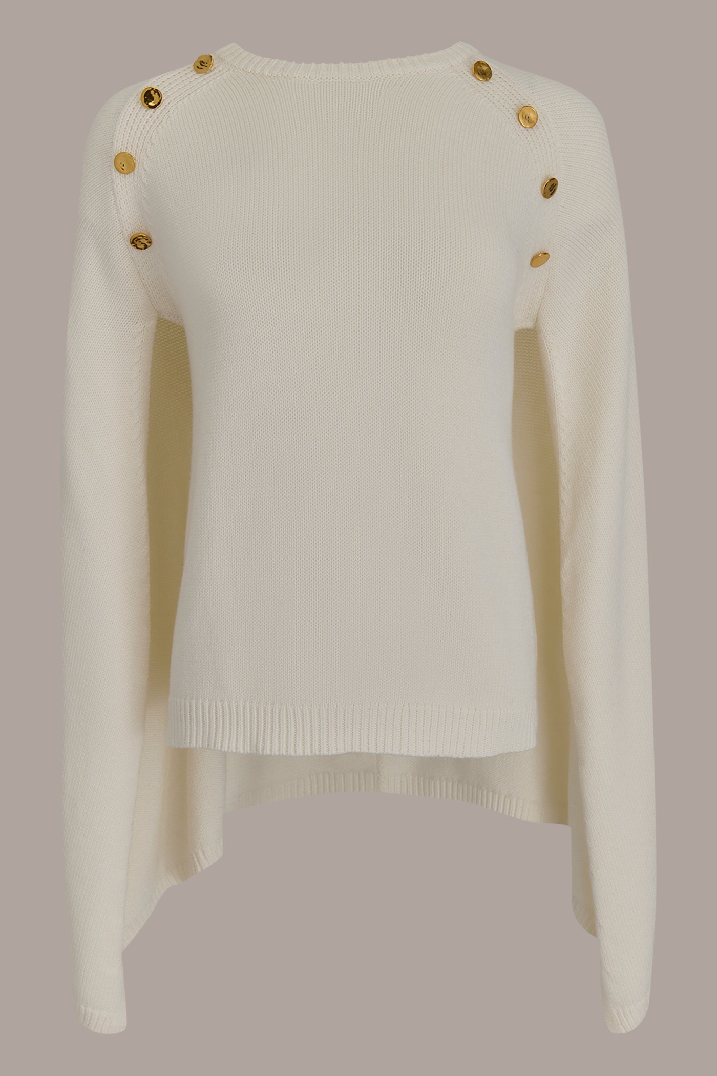 CAPE-EFFECT BUTTON SWEATER