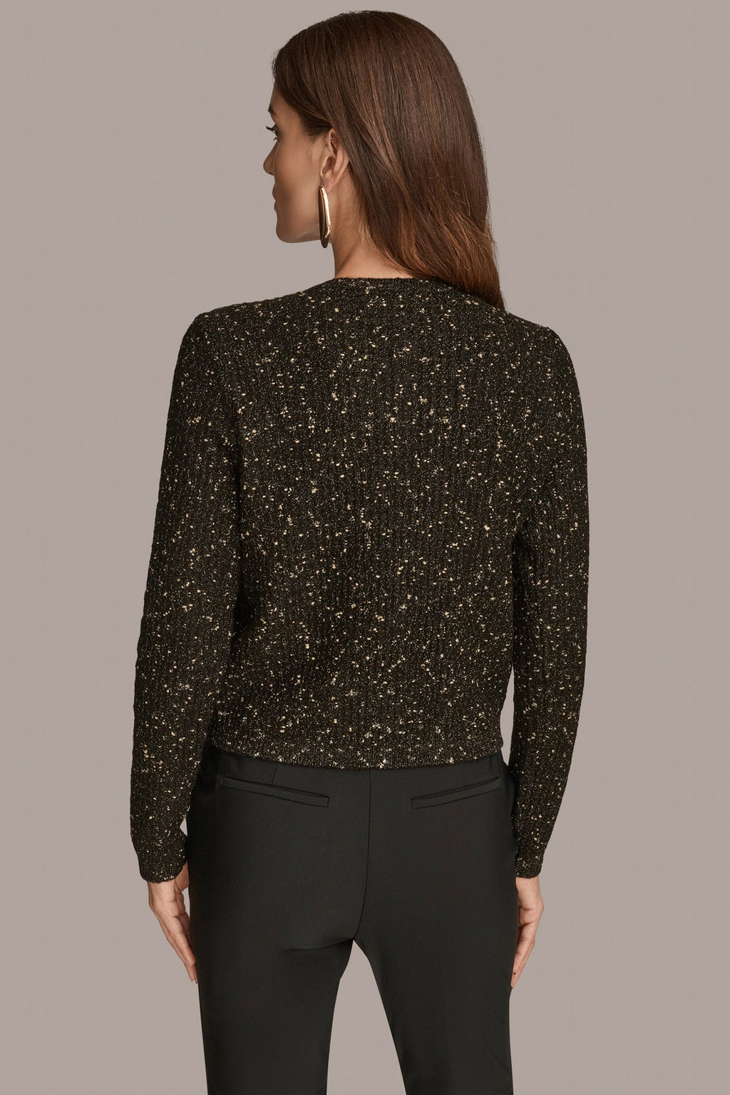 LONG SLEEVE METALLIC SPECKLED CARDIGAN