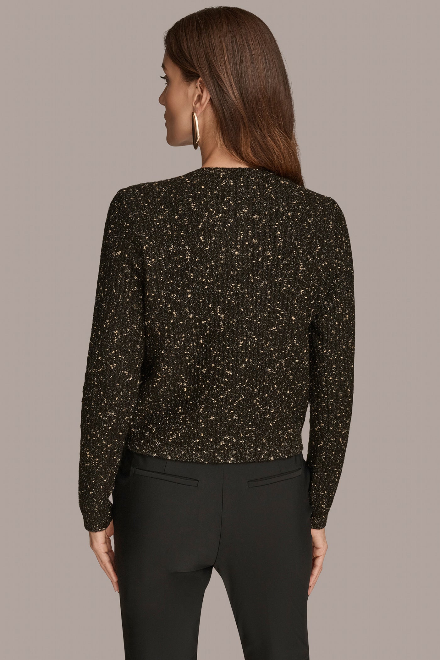 LONG SLEEVE METALLIC SPECKLED CARDIGAN