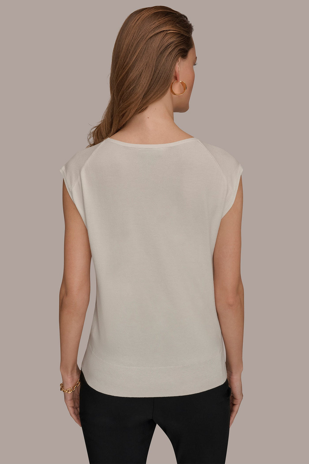 CAP SLEEVE METALLIC TRIM SWEATER