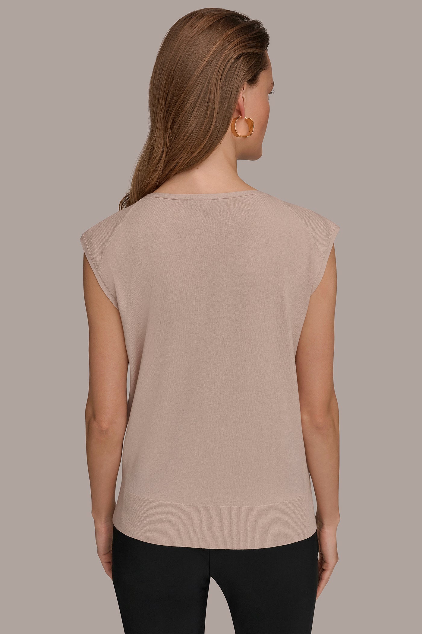 CAP SLEEVE METALLIC TRIM SWEATER