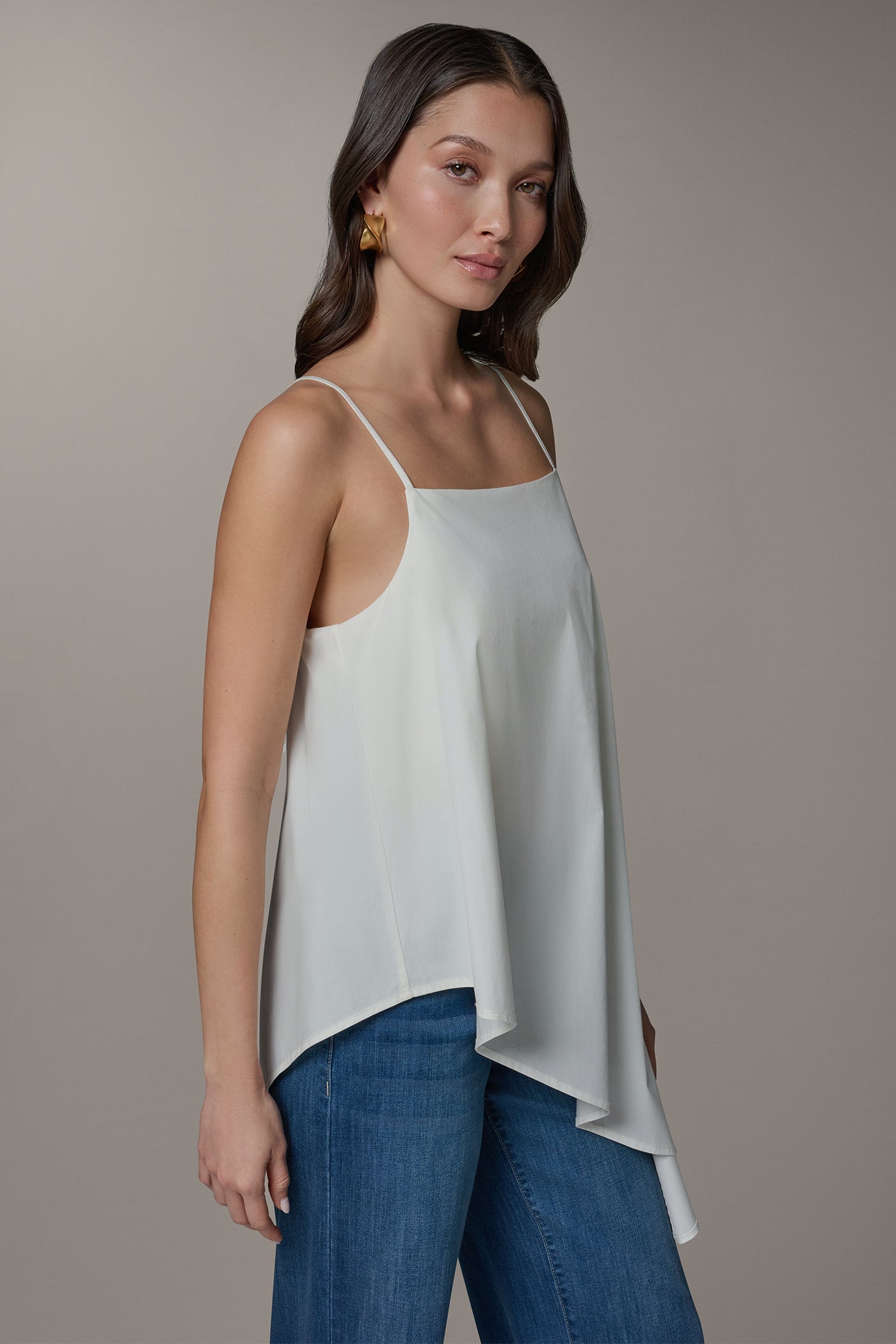 SLEEVELESS ASYMMETRIC TIE BACK BLOUSE