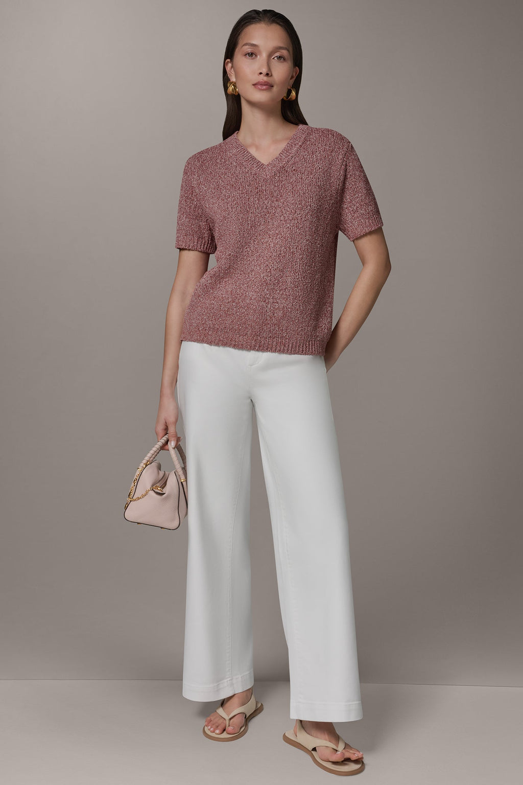 SHORT SLEEVE MÉLANGE EASY SWEATER