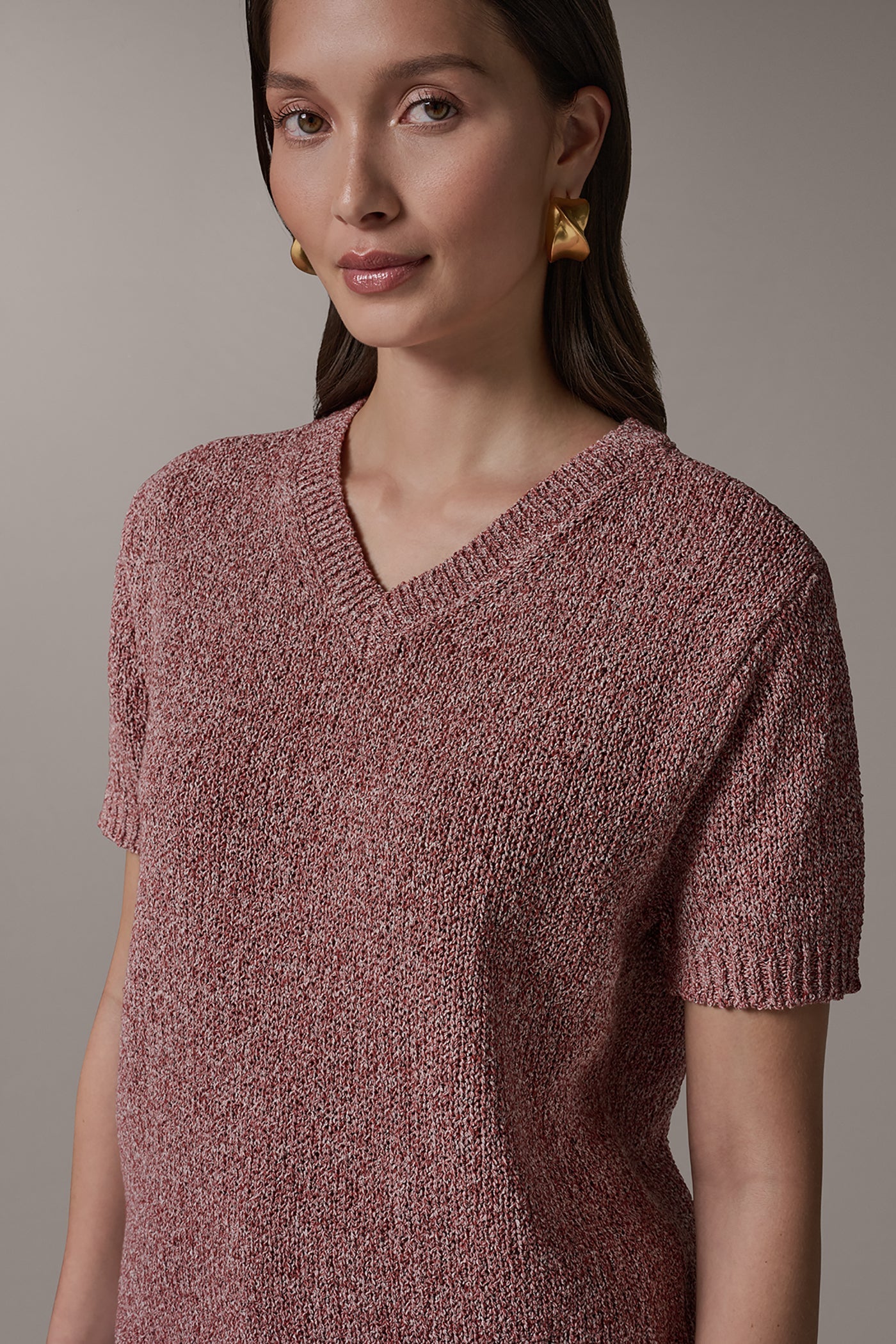 SHORT SLEEVE MÉLANGE EASY SWEATER