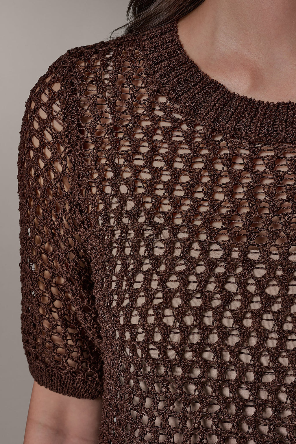 SHORT SLEEVE OPEN STITCH SWEATER