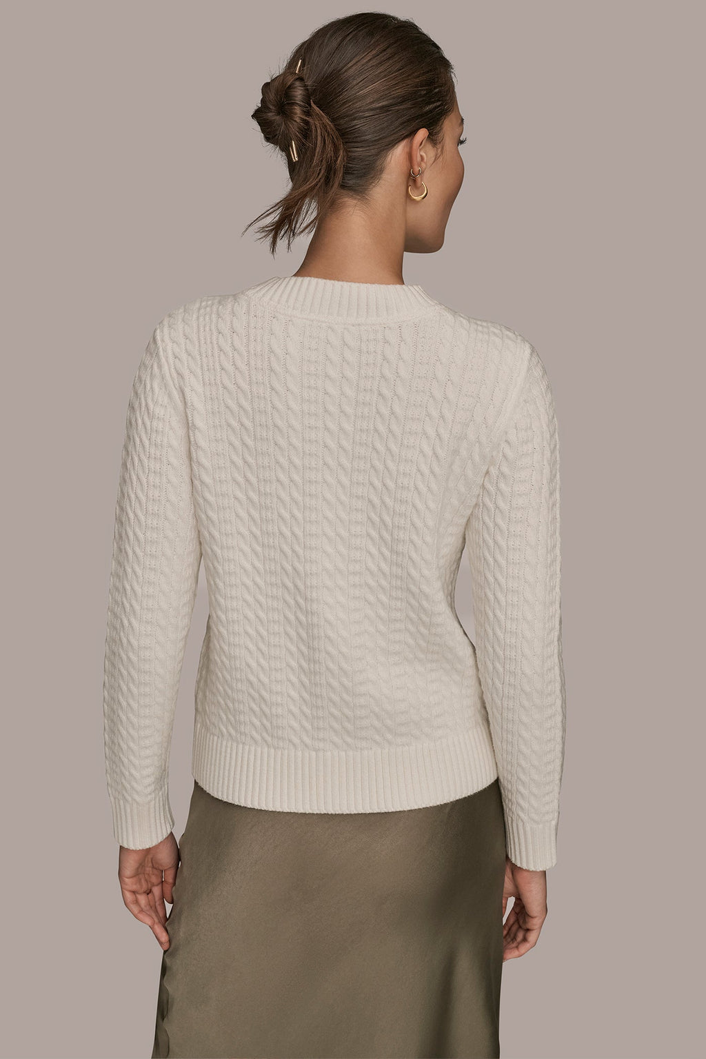 CABLE-KNIT LONG SLEEVE CARDIGAN