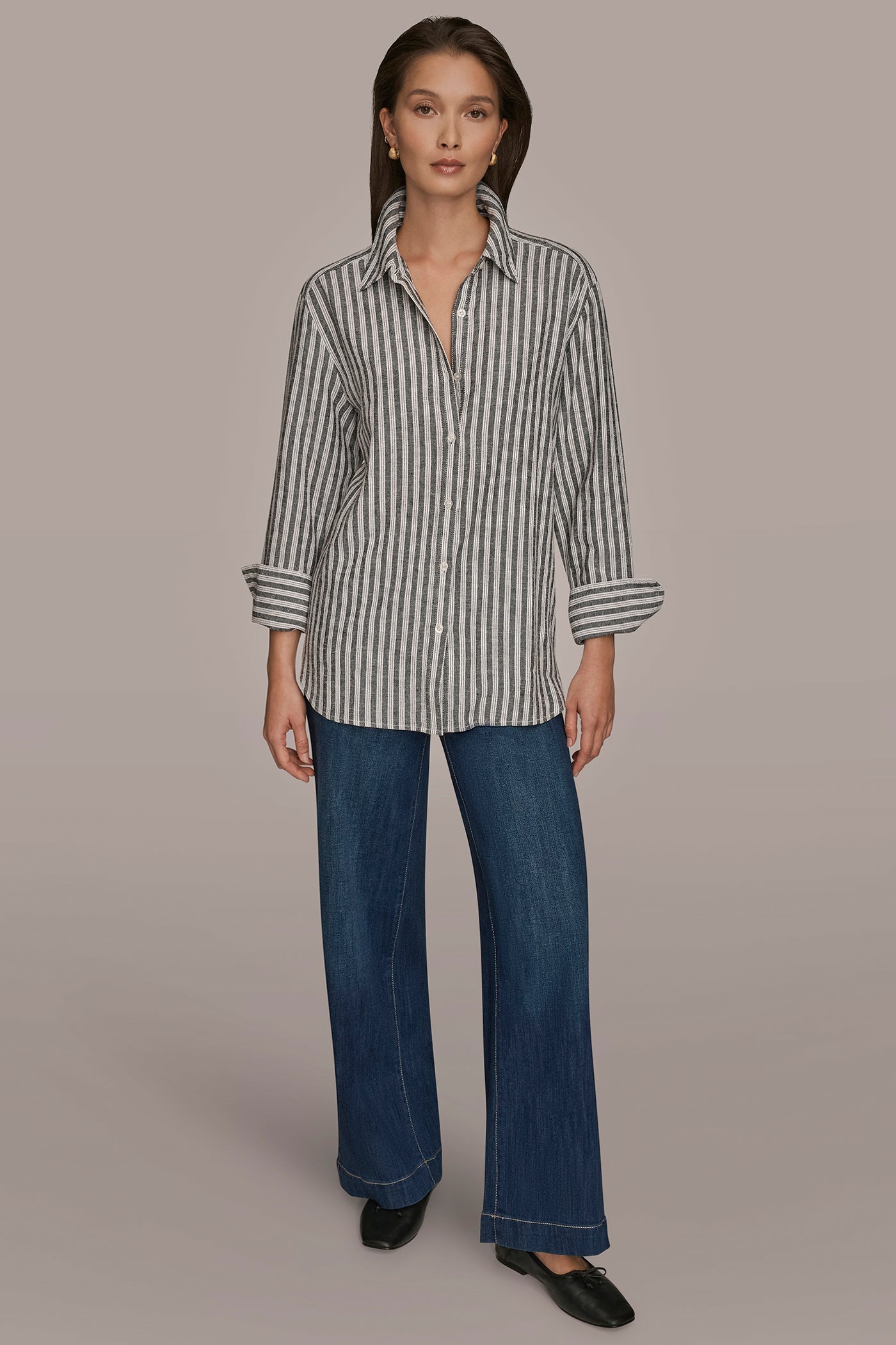 LINEN-BLEND STRIPED SHIRT
