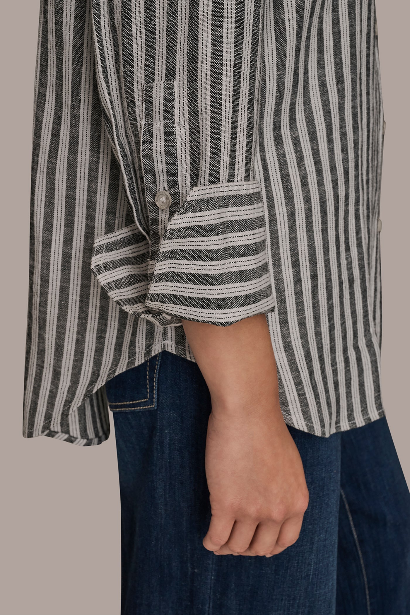 LINEN-BLEND STRIPED SHIRT