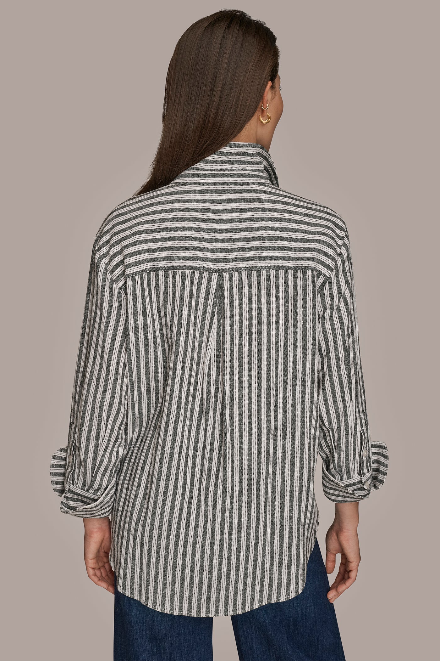 LINEN-BLEND STRIPED SHIRT