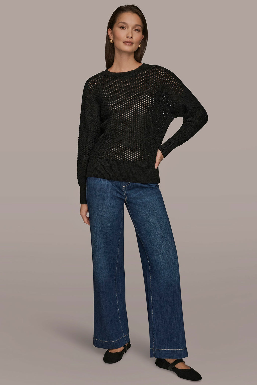 LONG SLEEVE OPEN STITCH SWEATER