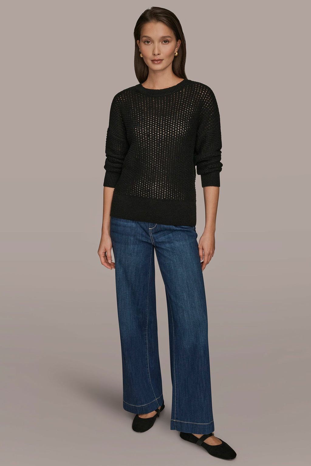 LONG SLEEVE OPEN STITCH SWEATER