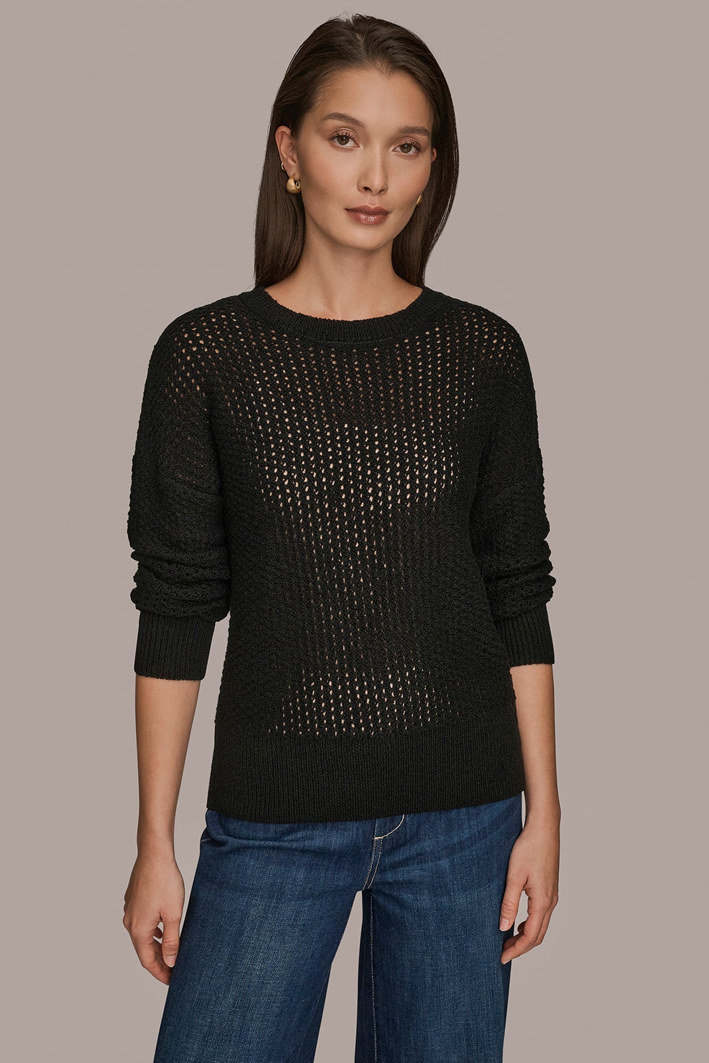 LONG SLEEVE OPEN STITCH SWEATER