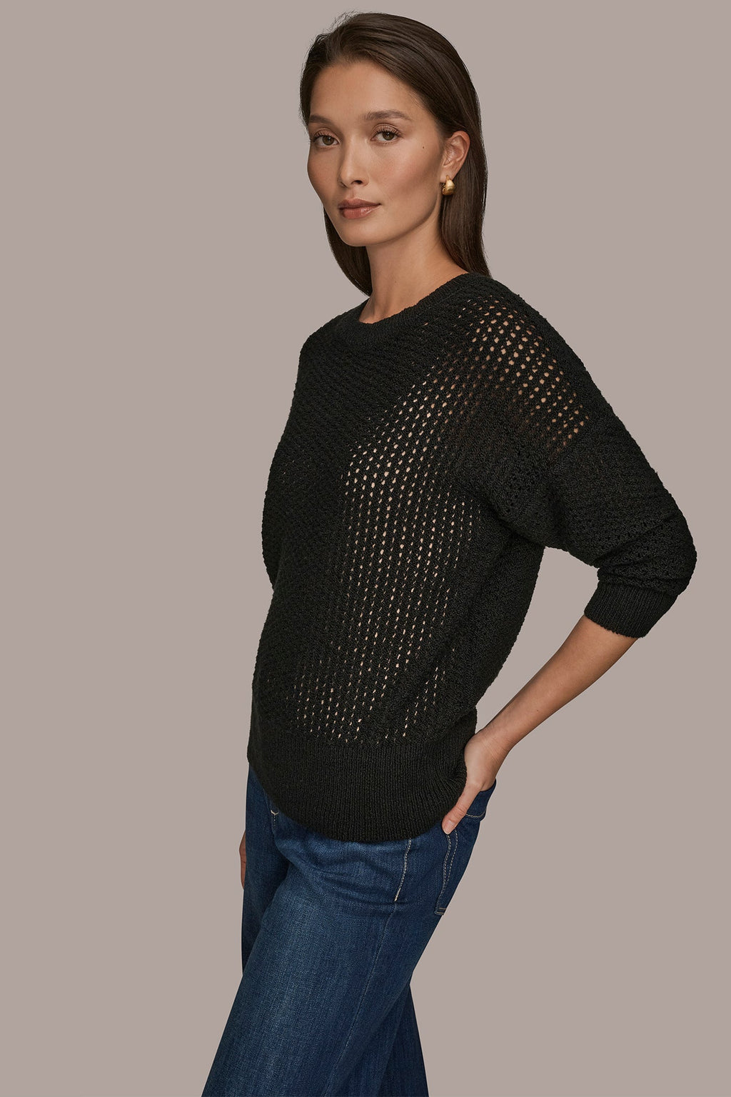 LONG SLEEVE OPEN STITCH SWEATER