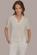 COTTON AND CASHMERE POLO SWEATER