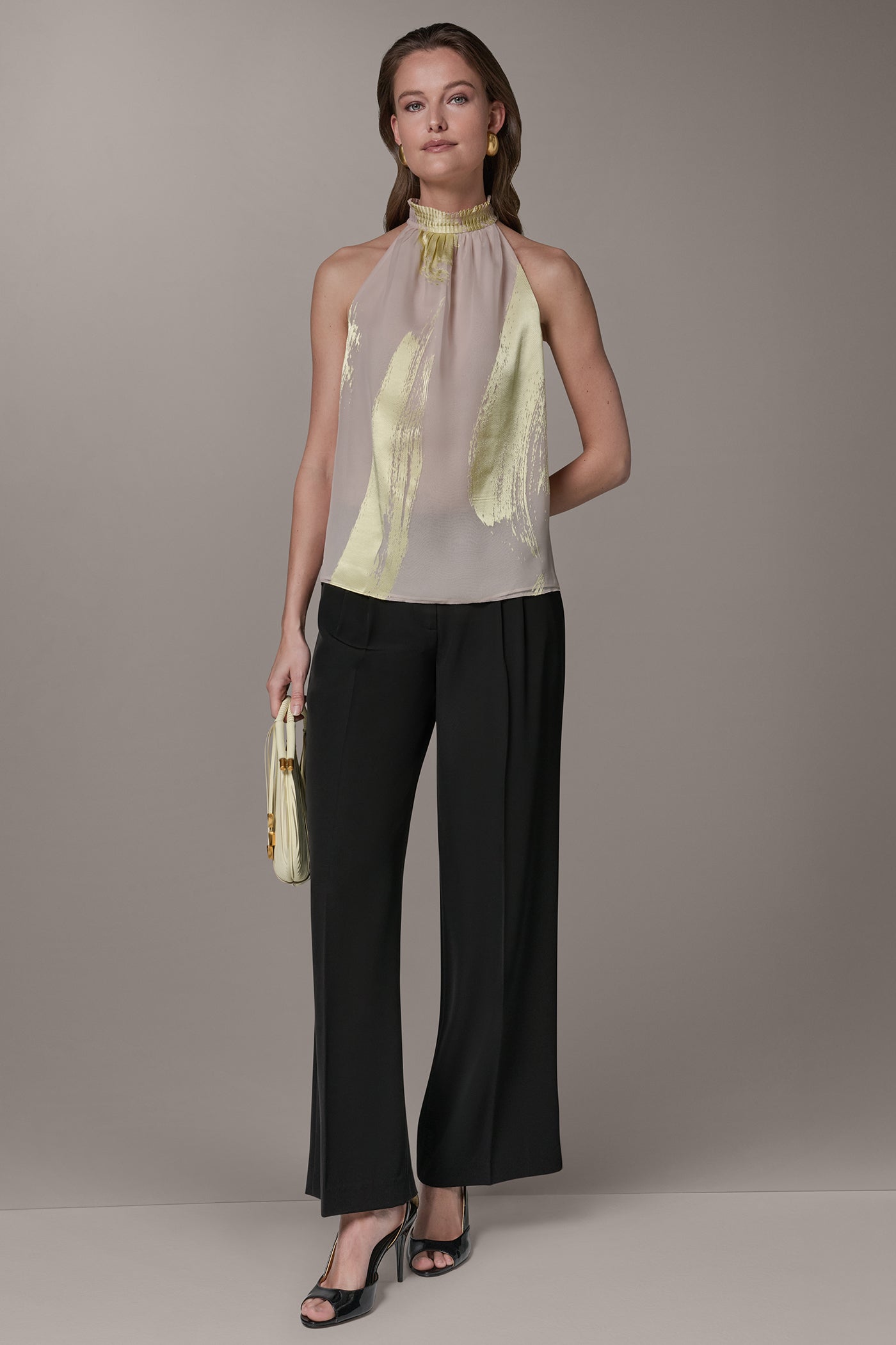 SLEEVELESS METALLIC BRUSHSTROKE BLOUSE
