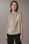 SLEEVELESS METALLIC BRUSHSTROKE BLOUSE