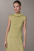 SLEEVELESS ASYMMETRIC BOATNECK SWEATER