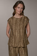SLEEVELESS METALLIC PLEAT BLOUSE