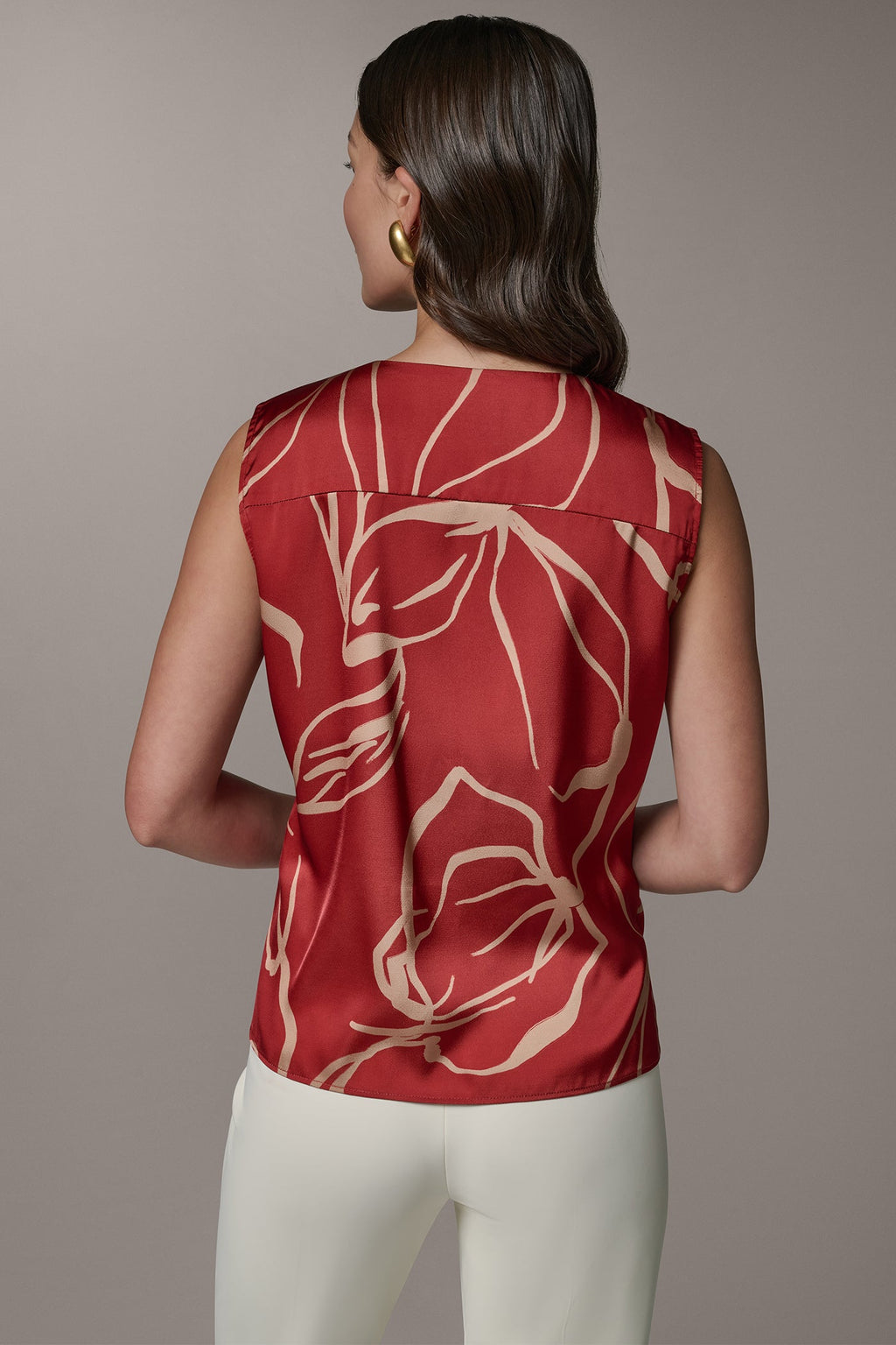 SLEEVELESS WRAP EFFECT PRINT BLOUSE