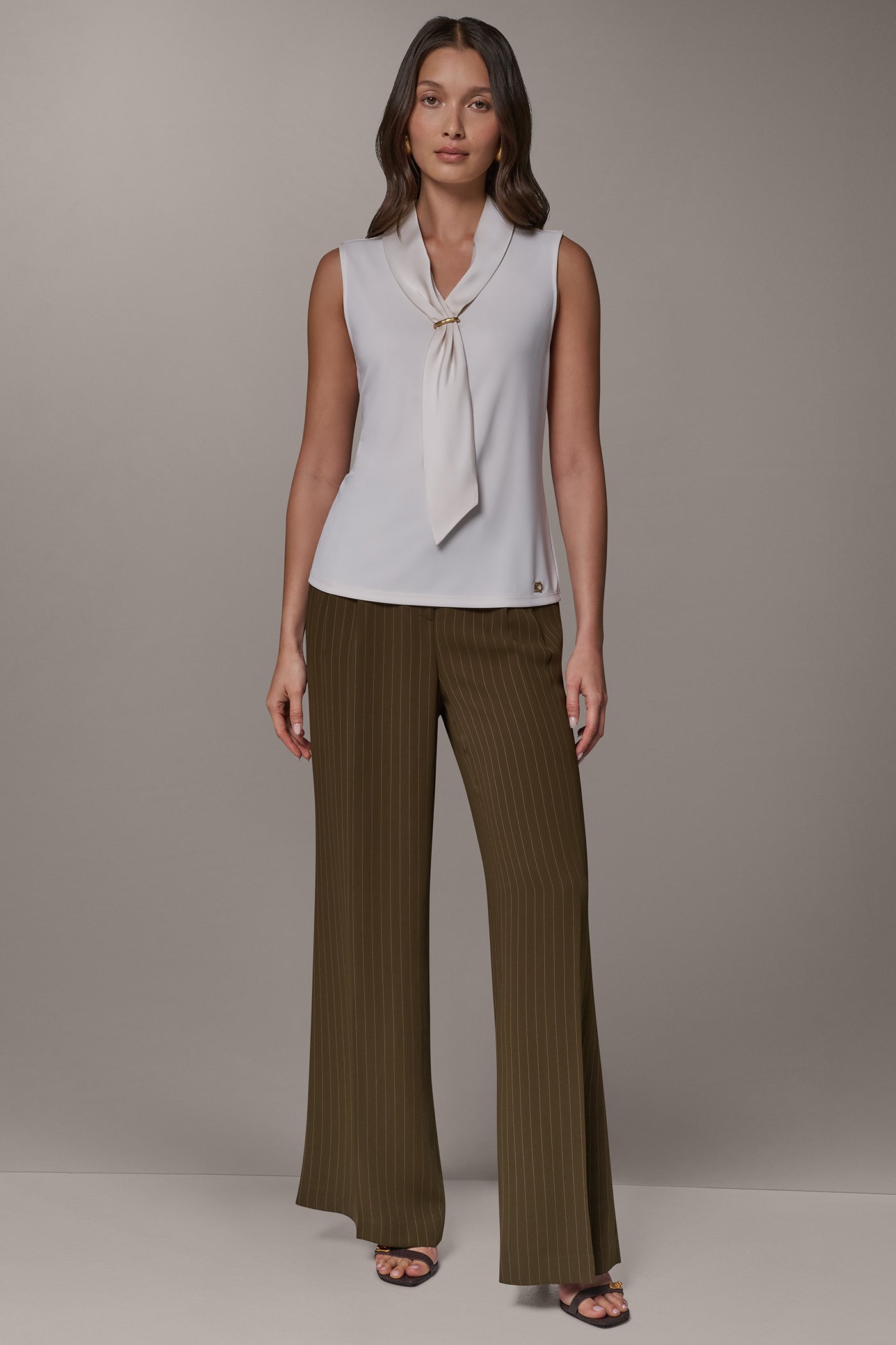 SLEEVELESS SCARF-NECK BLOUSE