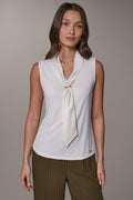 SLEEVELESS SCARF-NECK BLOUSE