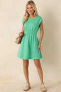 All The Right Words Green Knit Cinched Waist Mini Dress